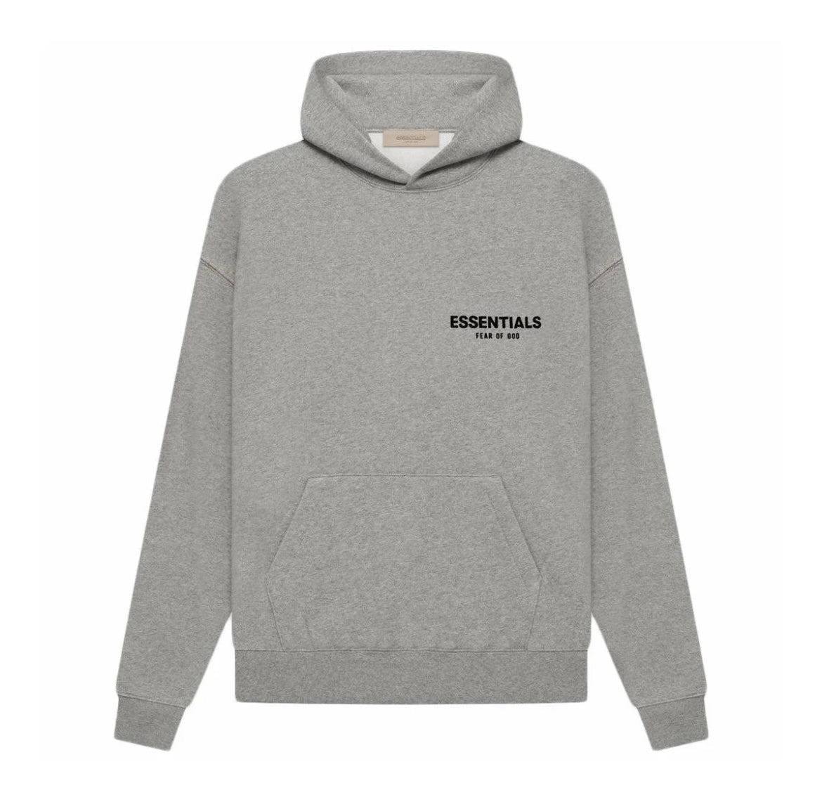 Premium Essentials hoodie heavyweight fleece stitching detail in the color dark oatmeal light grey
